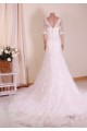 Trumpet/Mermaid V-neck Half Sleeves Lace Bridal Gown Wedding Dress WD010761