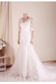 Trumpet/Mermaid V-neck Half Sleeves Lace Bridal Gown Wedding Dress WD010761