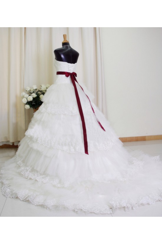 Ball Gown Strapless Lace Bridal Gown Wedding Dress WD010765