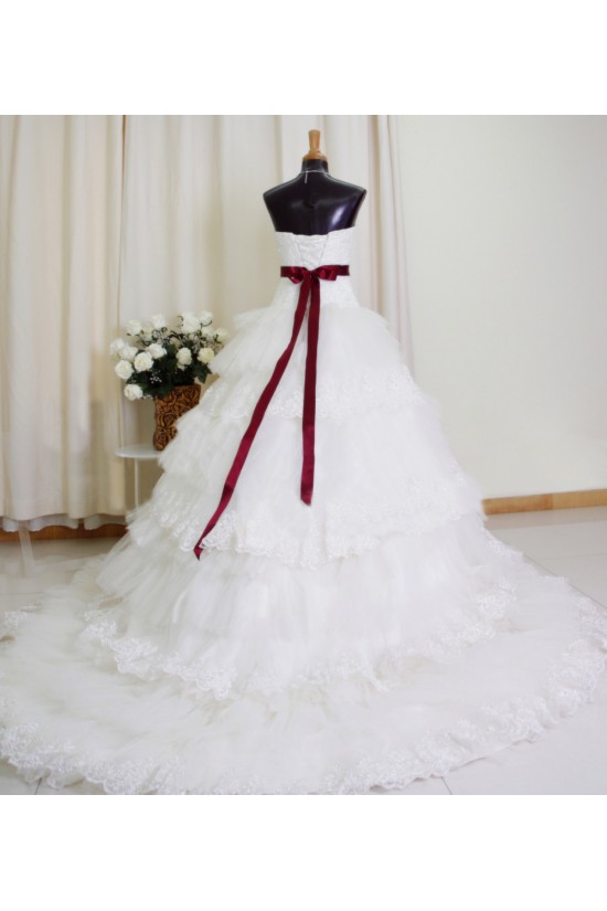 Ball Gown Strapless Lace Bridal Gown Wedding Dress WD010765