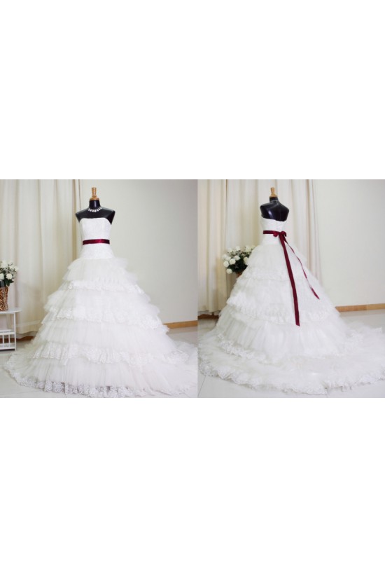 Ball Gown Strapless Lace Bridal Gown Wedding Dress WD010765