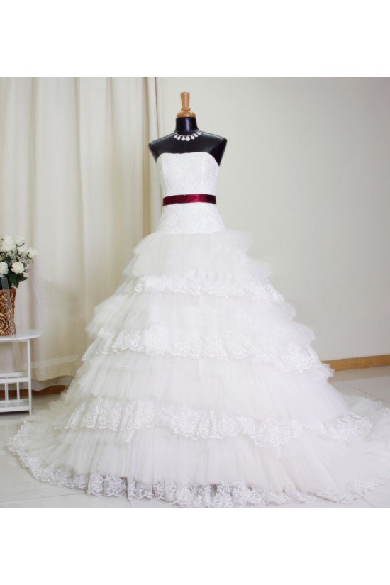 Ball Gown Strapless Lace Bridal Gown Wedding Dress WD010765