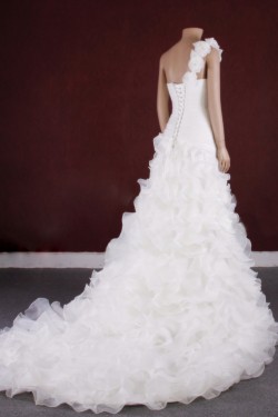 A-line One Shoulder Bridal Gown Wedding Dress WD010770