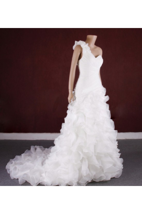 A-line One Shoulder Bridal Gown Wedding Dress WD010770
