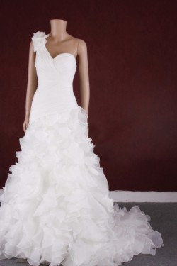 A-line One Shoulder Bridal Gown Wedding Dress WD010770