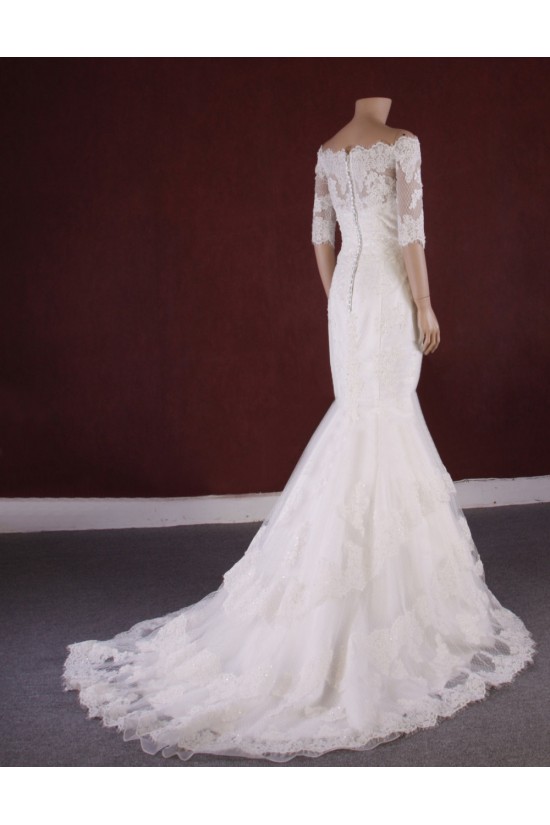 Trumpet/Mermaid Half Sleeves Lace Bridal Gown Wedding Dress WD010771 Trumpet/Mermaid Half Sleeves Lace Bridal Gown Wedding Dress WD010771