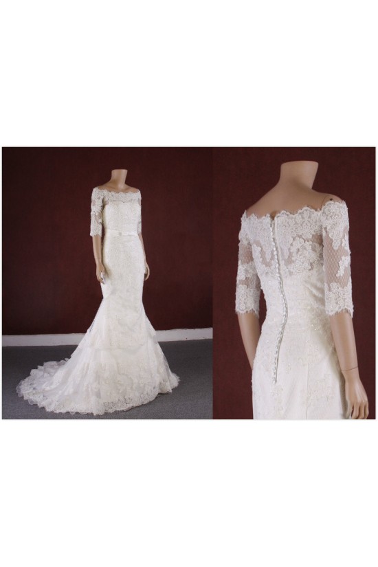 Trumpet/Mermaid Half Sleeves Lace Bridal Gown Wedding Dress WD010771 Trumpet/Mermaid Half Sleeves Lace Bridal Gown Wedding Dress WD010771