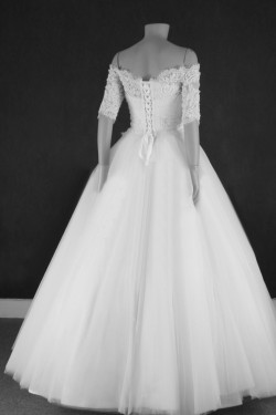 Ball Gown Off the Shoulder Half Sleeves Lace Bridal Gown Wedding Dress WD010773