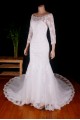 Trumpet/Mermaid Off the Shoulder 3/4 Sleeves Beaded Bridal Gown Wedding Dress WD010778