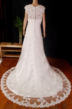 A-line V-neck Beaded Lace Bridal Gown Wedding Dress WD010779