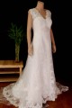 A-line V-neck Beaded Lace Bridal Gown Wedding Dress WD010779