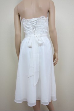 A-line Strapless Short Lace Bridal Gown Wedding Dress WD010785