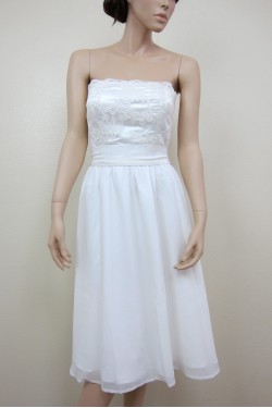 A-line Strapless Short Lace Bridal Gown Wedding Dress WD010785