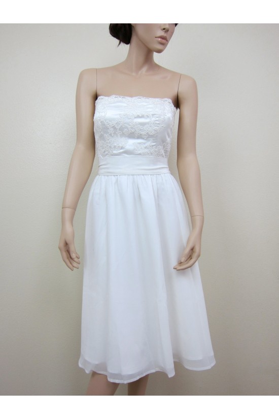 A-line Strapless Short Lace Bridal Gown Wedding Dress WD010785