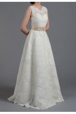 A-line Beaded Lace Bridal Gown Wedding Dress WD010788