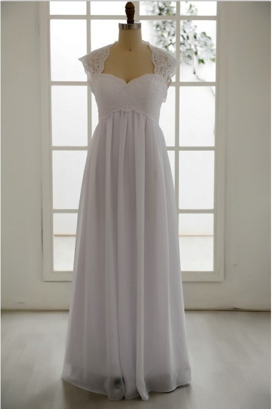 Empire Lace and Chiffon Maternity Bridal Gown Wedding Dress WD010789