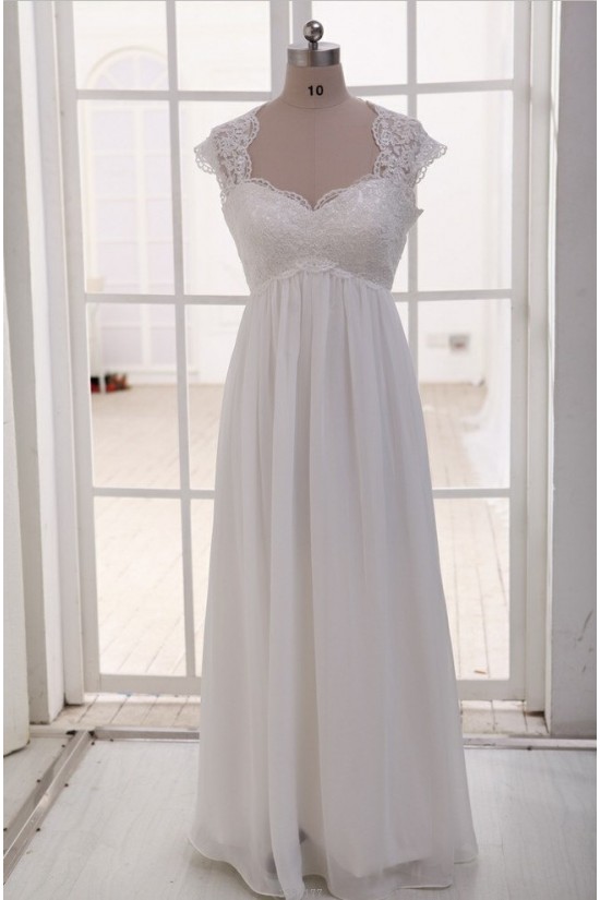 Empire Lace and Chiffon Maternity Bridal Gown Wedding Dress WD010789