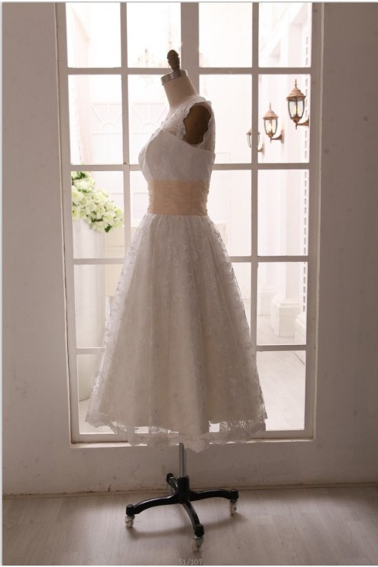 A-line Short Lace Bridal Gown Wedding Dress WD010792