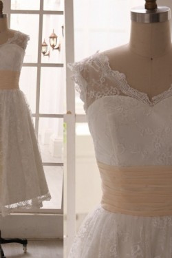 A-line Short Lace Bridal Gown Wedding Dress WD010792