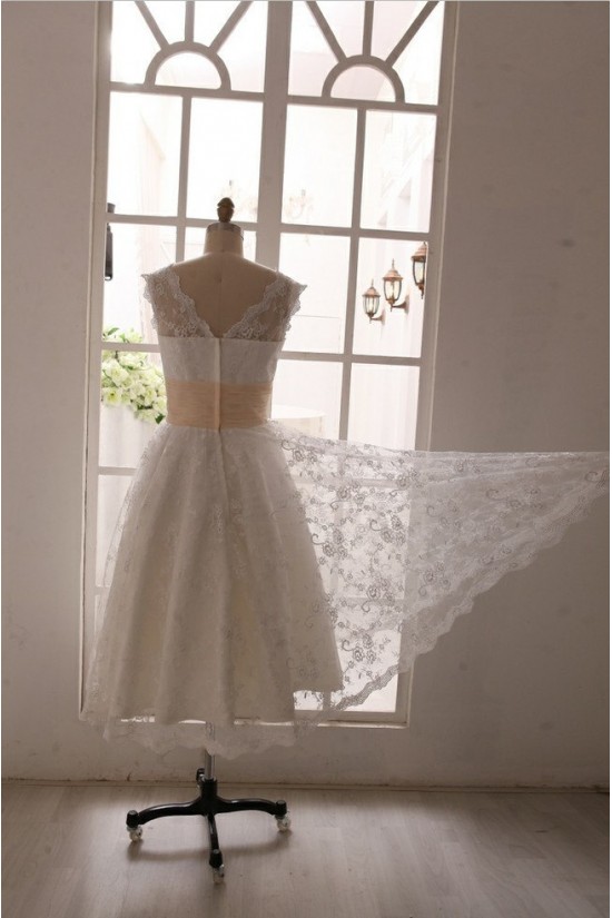 A-line Short Lace Bridal Gown Wedding Dress WD010792