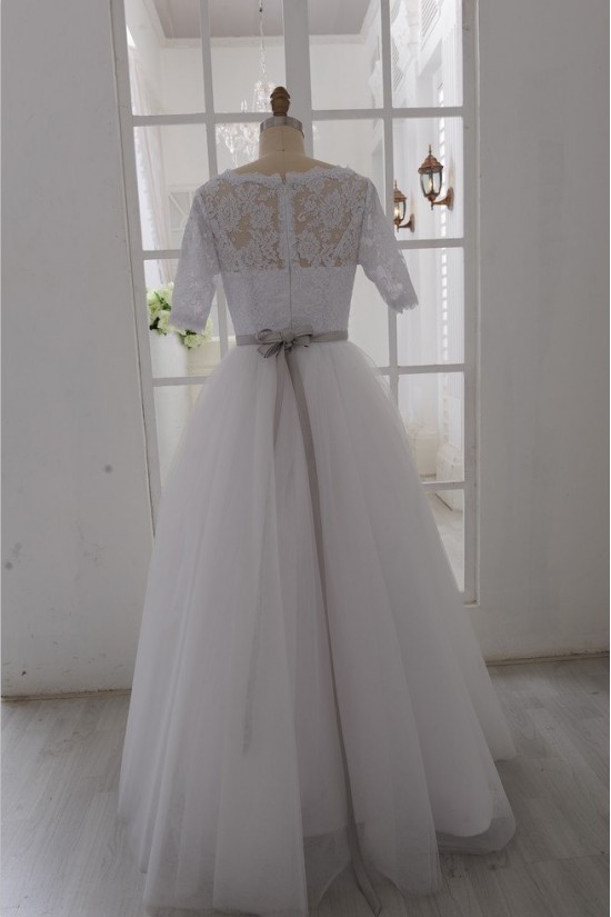 Ball Gown Half Sleeves Lace Bridal Gown Wedding Dress WD010794