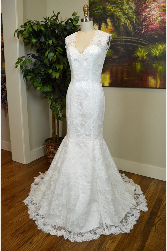 Trumpet/Mermaid V-neck Lace Bridal Gown Wedding Dress WD010797