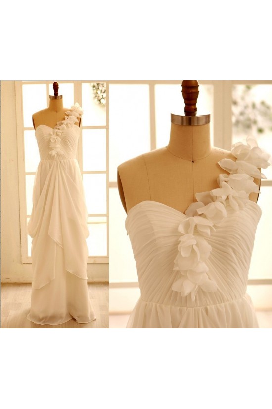 Sheath/Column One Shoulder Chiffon Bridal Gown Wedding Dress WD010799