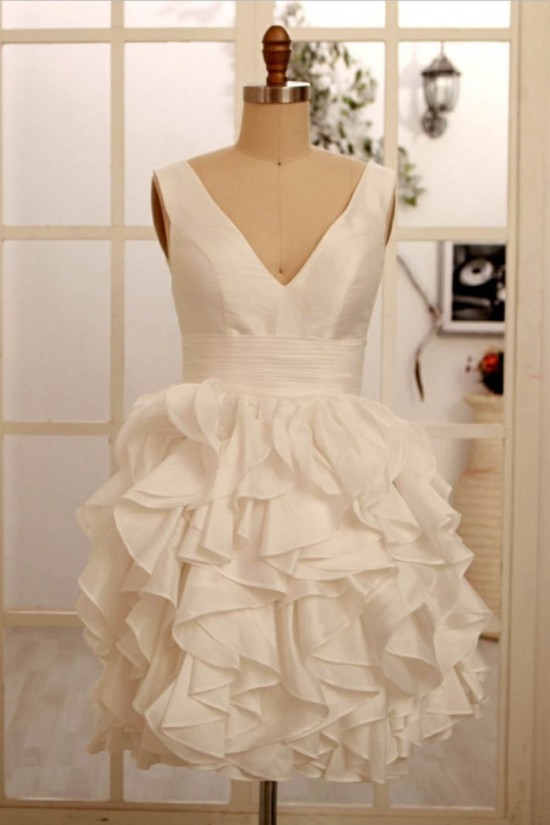 Ball Gown V-neck Short Bridal Gown Wedding Dress WD010800