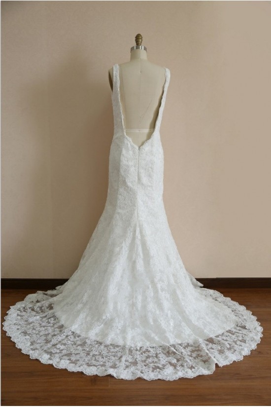 Trumpet/Mermaid V-neck Lace Bridal Wedding Dresses WD010804