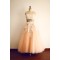 A-line Strapless Lace and Tulle Short Bridal Wedding Dresses WD010808