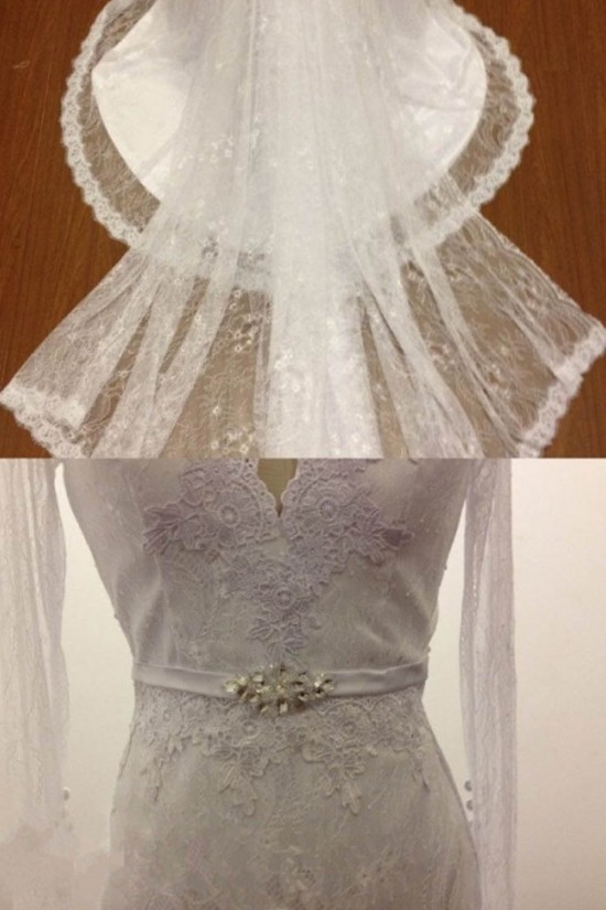 Trumpet/Mermaid Long Sleeves Beaded Lace Bridal Wedding Dresses WD010814