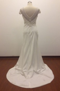 Trumpet/Mermaid Cap Sleeves Beaded Bridal Wedding Dresses WD010815