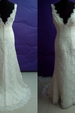 Trumpet/Mermaid V-neck Lace Bridal Wedding Dresses WD010816