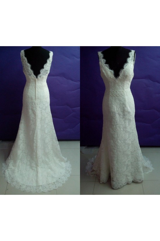 Trumpet/Mermaid V-neck Lace Bridal Wedding Dresses WD010816