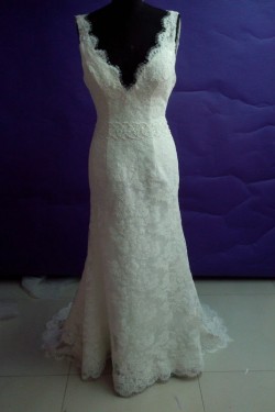 Trumpet/Mermaid V-neck Lace Bridal Wedding Dresses WD010816