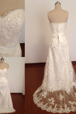 Elegant Sweetheart Beaded Appliques Bridal Wedding Dresses WD010818