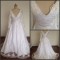 A-line Long Sleeves V-neck Bridal Wedding Dresses WD010819