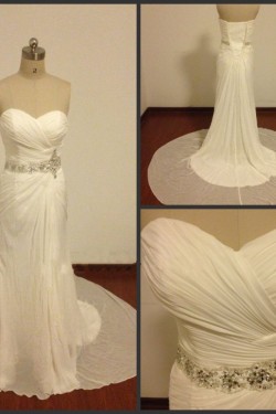 Beaded Chiffon Sweetheart Bridal Wedding Dresses WD010820