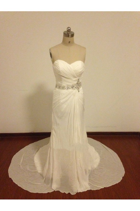 Beaded Chiffon Sweetheart Bridal Wedding Dresses WD010820