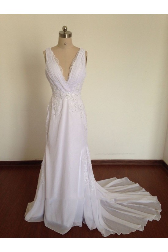 V-neck Lace and Chiffon Bridal Wedding Dresses WD010821 V-neck Lace and Chiffon Bridal Wedding Dresses WD010821