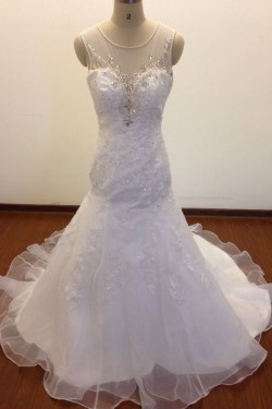 Trumpet/Mermaid Beaded Appliques Bridal Wedding Dresses WD010824