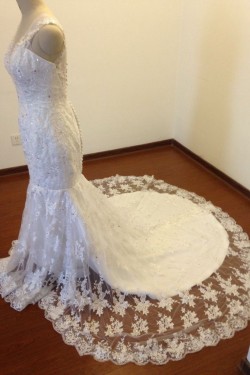 Trumpet/Mermaid Beaded Appliques Bridal Wedding Dresses WD010825