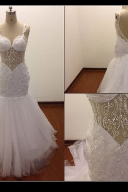 Trumpet/Mermaid Beaded Bridal Wedding Dresses WD010827