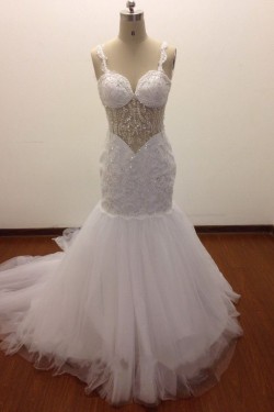 Trumpet/Mermaid Beaded Bridal Wedding Dresses WD010827