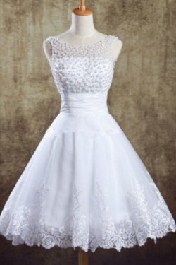 A-line Beaded Lace Short Bridal Wedding Dresses WD010831