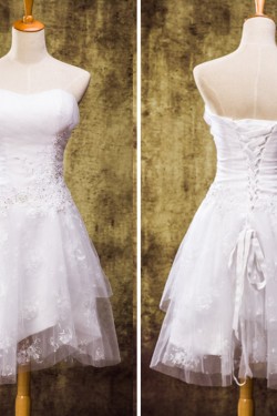 A-line Straples Short Lace Bridal Wedding Dresses WD010832