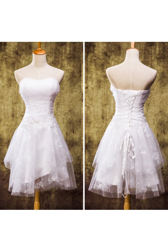 A-line Straples Short Lace Bridal Wedding Dresses WD010832