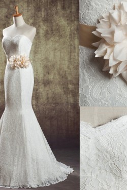 Trumpet/Mermaid Sweetheart Lace Bridal Wedding Dresses WD010833