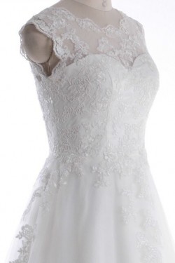 A-line Short Lace Appliques Bridal Wedding Dresses WD010834