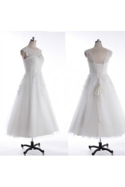 A-line Short Lace Appliques Bridal Wedding Dresses WD010834
